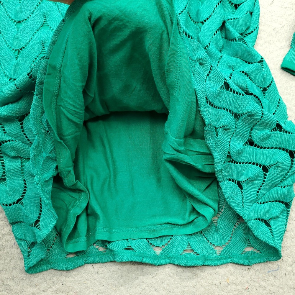 Free People Shift Dress Womens M Green Lace Overlay Lined Cutout Back Pullover - Picture 9 of 10